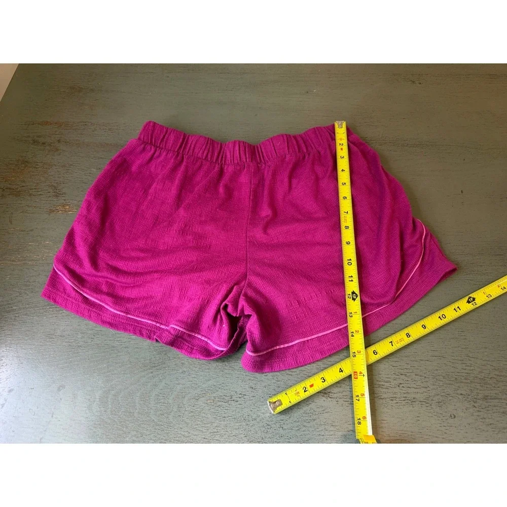 Midnight Carole Hochman Lounge Shorts Magenta Pink Waffle Knit Sleep Pockets M